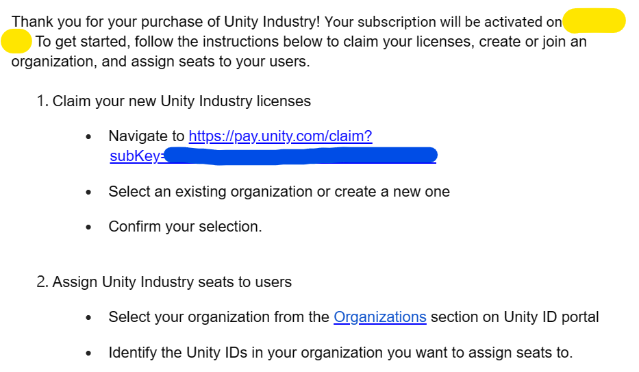 UNITY 授權管理者通知信